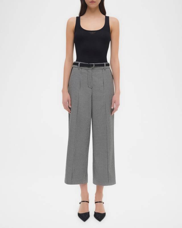 Miki Cropped Micro-Check Pants
